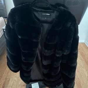 Black Faux Fur Coat